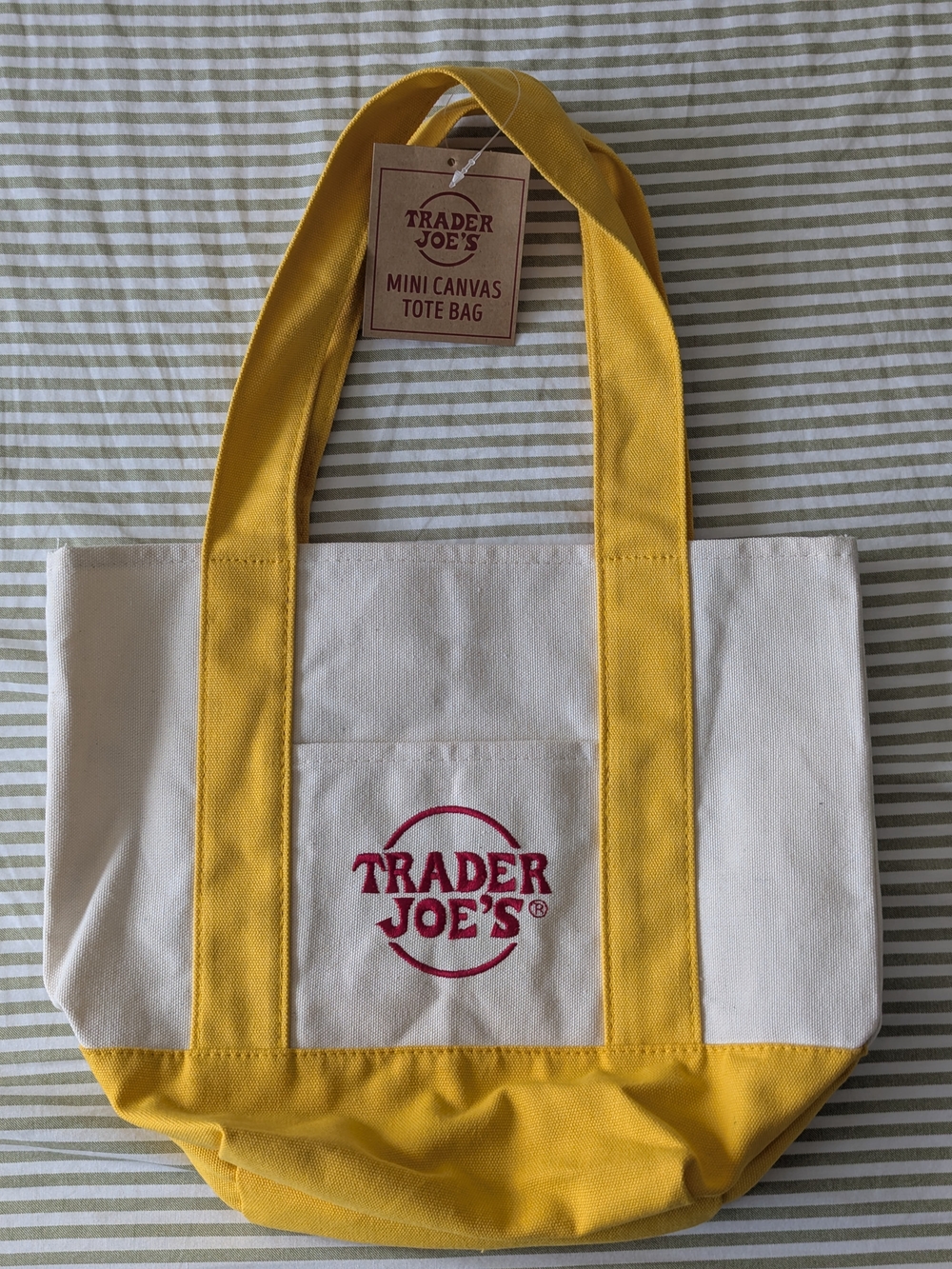 trader joe's mini tote in yellow NWT